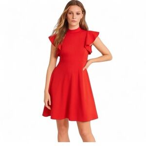 Mauve by Anthropologie Deena Red Dress Flutter Sleeves Size Xsmall New with Tags